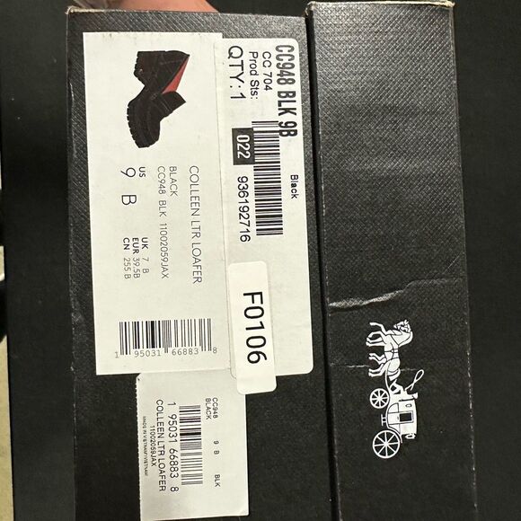 New Coach Colleen Black Leather Platform Loafers 9 - Picture 7 of 7